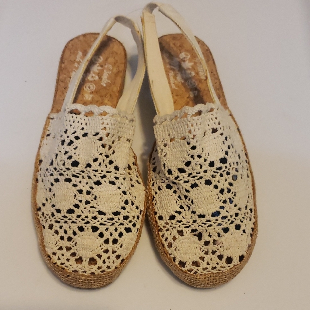 SH189 Chic Crochet Slingback Espadrilles Made In Thailand 6.5